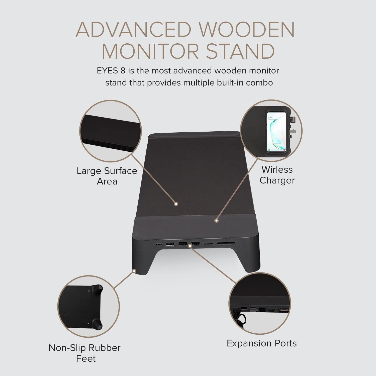 EYES 8 - 3-in-1 Monitor Stand Hub with Fast Wireless Charging Pad 21