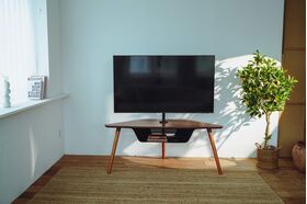 EYES 18 - Corner TV Floor Stand with Large Capacity Open Storage
