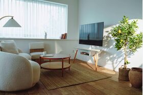 EYES 18 - Corner TV Floor Stand with Large Capacity Open Storage