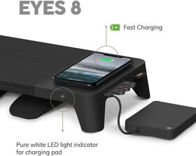 EYES 8 - 3-in-1 Monitor Stand Hub with Fast Wireless Charging Pad