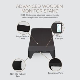 EYES 8 - 3-in-1 Monitor Stand Hub with Fast Wireless Charging Pad